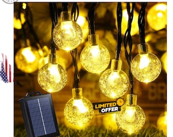 Solar Powered Crystal Globe String Lights: 8 Modes, Waterproof Outdoor Decor