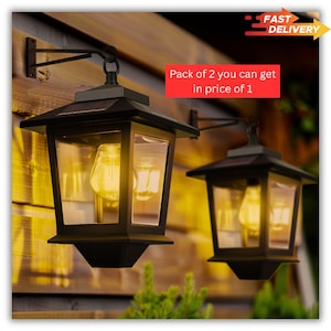 Solar Wall Lanterns (2-Pack): Rustic Outdoor LED Lights