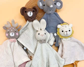 Manta de bebé personalizada, regalo para recién nacido, sonajero orgánico, peluche de animal, juguete personalizado para baby shower, seguridad con monograma.