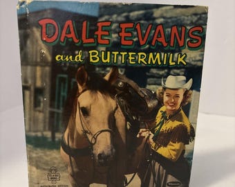 Libro antiguo de tapa dura de Dale Evans y Buttermilk con botón de broche.