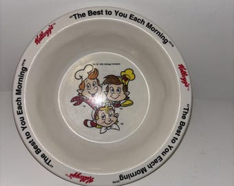 Vintage KELLOGG'S Rice Krispies Cereal Bowl 1995 Snap, Crackle, Pop 5 1/2" Wide