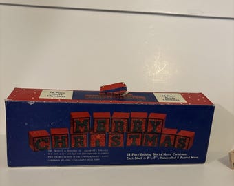 ヴィンテージのメリークリスマス木製ブロック