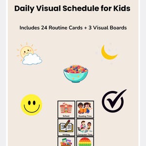 Printable Visual Schedule for Kids | Daily Routine Chart | Autism Routine Cards | Toddler & Preschool Visual Planner