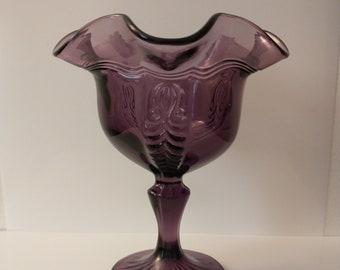 Fenton Empress Plum Footed Compote 9229