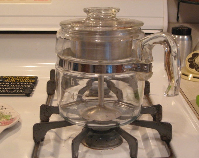 Pyrex Flameware Stainless Glass Stovetop Percolator 6 Cup Etsy