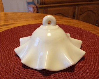 Vintage White Milk Glass Oil Lamp Hanging Smoke Guard Bell