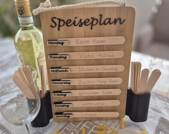 Speiseplan kompakt Küchenorganizer Menüplan Kochen Wochenplan Rezepte Menu Tafel Essen Gerichte Karten Organisation deutsch englisch