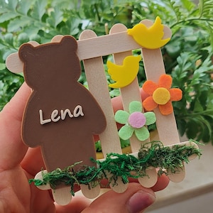Ciondolo personalizzato nome forniture artigianali carta artigianato denaro primavera decorazione albero coniglio orso riccio gnomo autunno compleanno bambini Natale