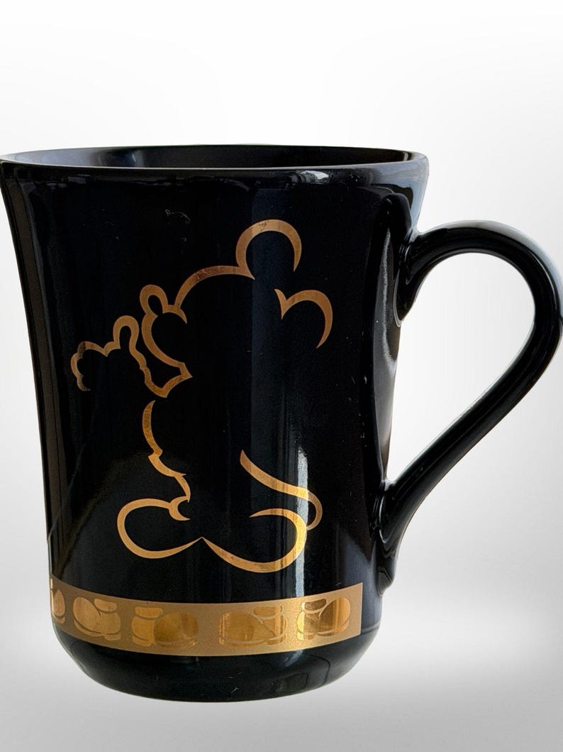 Tokyo Disneyland Mickey Mouse Black Gold Mug Made in Japan Disney image 1