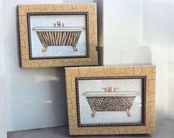 Marco Fabiano Authentic Print and Frame.  A set of two.  Tiger and Cheetah Print