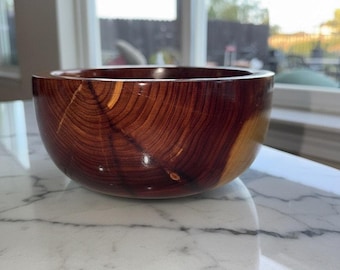 Signed Hand Turned Cedar Wood Bowl 8” Two Tone Artisan Decorative Bowl