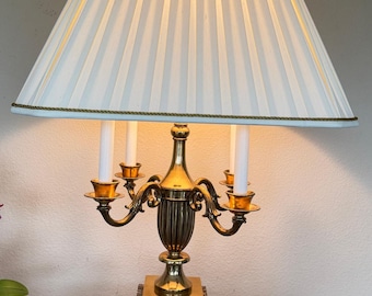 Maitland-Smith Neoclassical Marble & Brass 4-Arm Table Lamp – 36” Tall