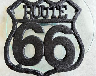 Route 66 Cast Iron Trivet 2026 Centennial Americana Kitchen Decor 6 Inch