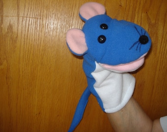 blue mouse hand puppet puppets mice social skills movable mouth fleece fabric interactive toy toys visual aid vip kids speech therapy fun