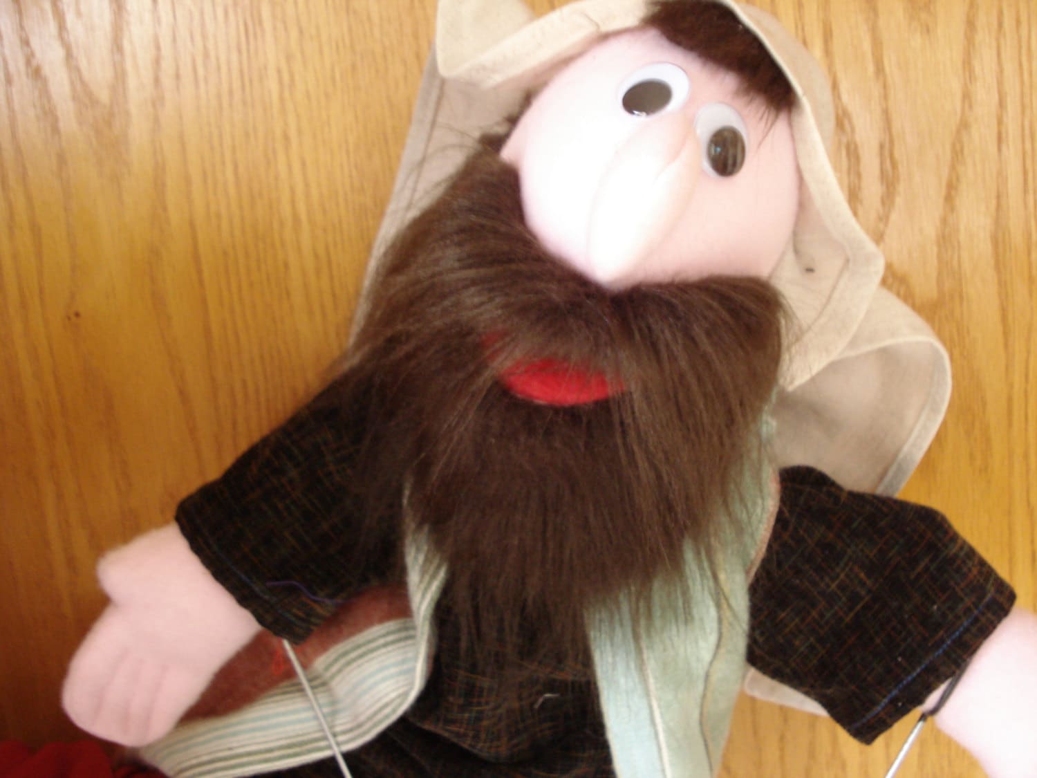 Biblical man moveable mouth arm rods hand puppet brown hair Etsy
