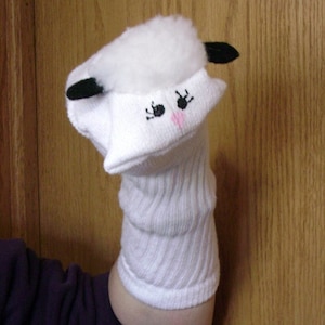Ewe Sheep Sock Puppet female eyelashes farm animal