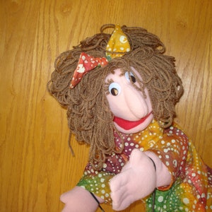 Mother hand puppet with removable arm rods Lady woman movable mouth