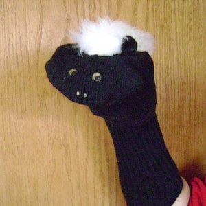 Skunk Sock Puppet sock puppets nature study story telling perform theater