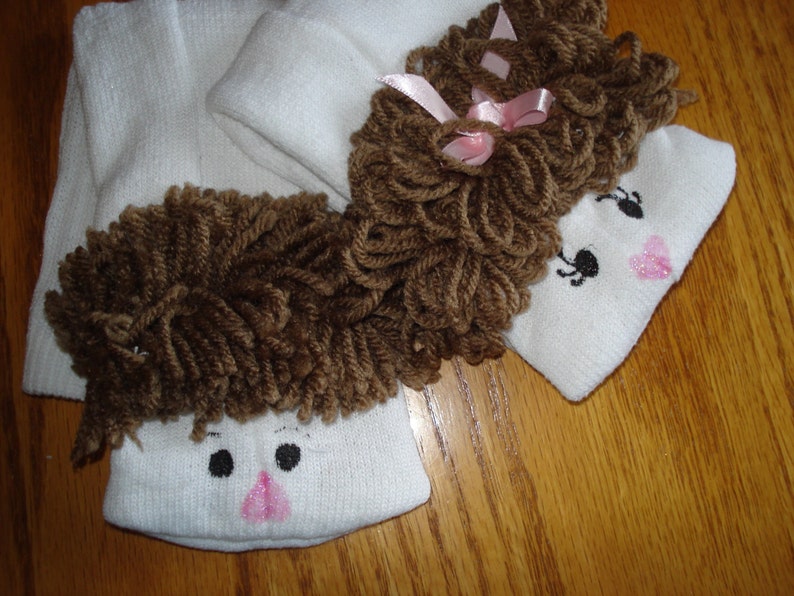 Girl Sock Puppet Brown Curly Yarn Hair Vip Movable Mouth Etsy