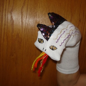 Dragon sock puppet colorful puppets class room aid visual aid