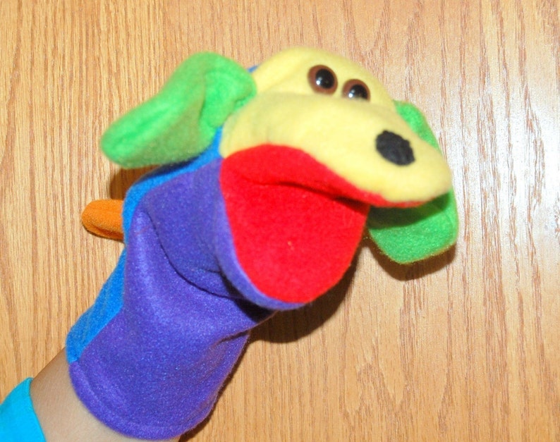 Many Bright Colors Hand Puppet Plastic Eyes Movable Mouth Etsy