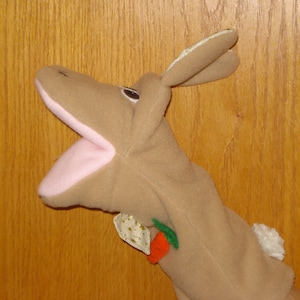 hand made Bunny hand puppet felt sewn eyes