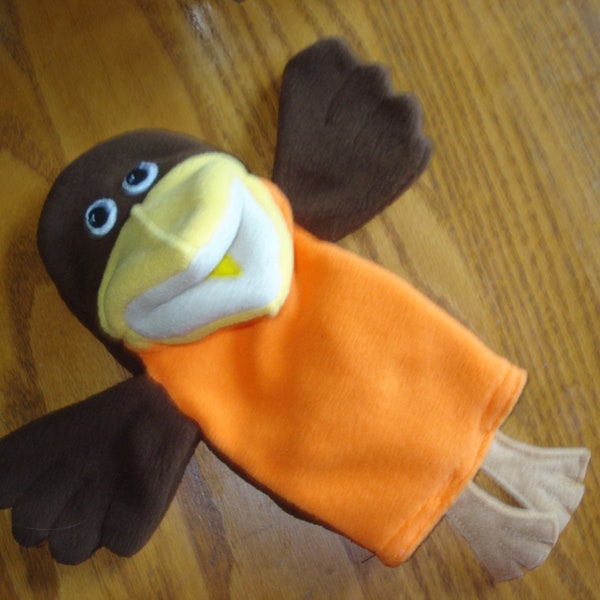 Robin Bird hand puppet felt eyes movable mouth