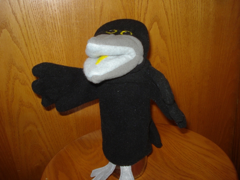 Black Bird Raven hand made puppet felt eyes movable mouth image 6