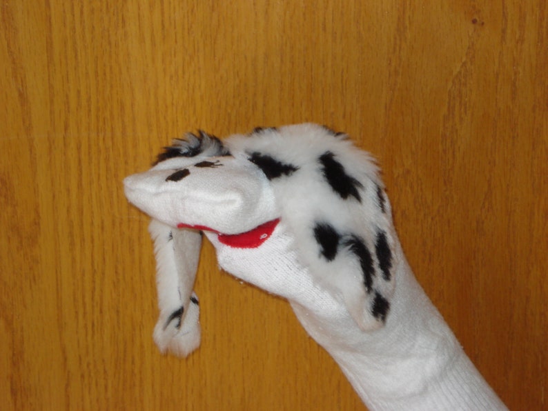 Dalmation Sock Puppet Dog moveable mouth Etsy