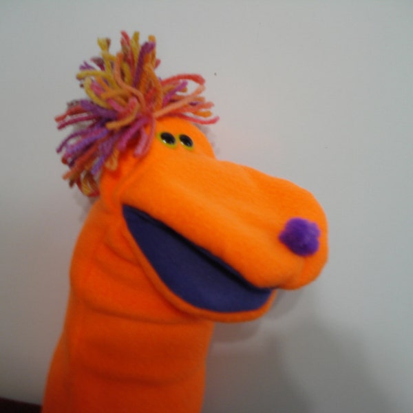 Fluorie the fluorescent orange hand puppet