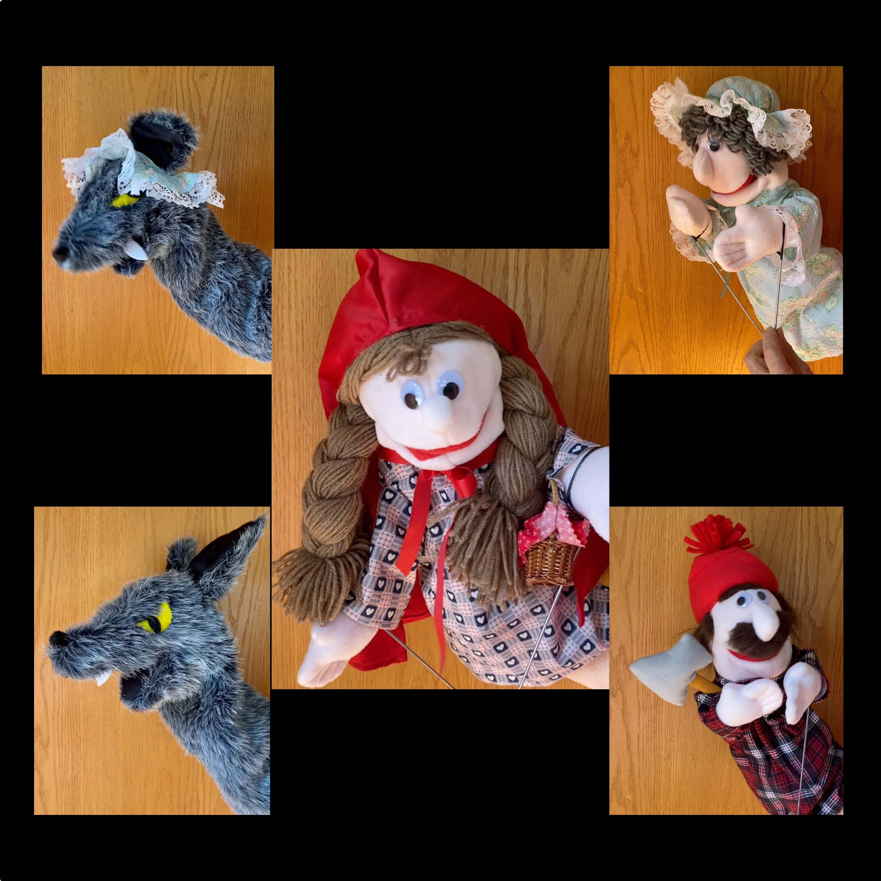 VINTAGE ANNEE 70 ANCIENNE MARIONNETTE A MAIN LE LOUP DU petit chaperon rouge