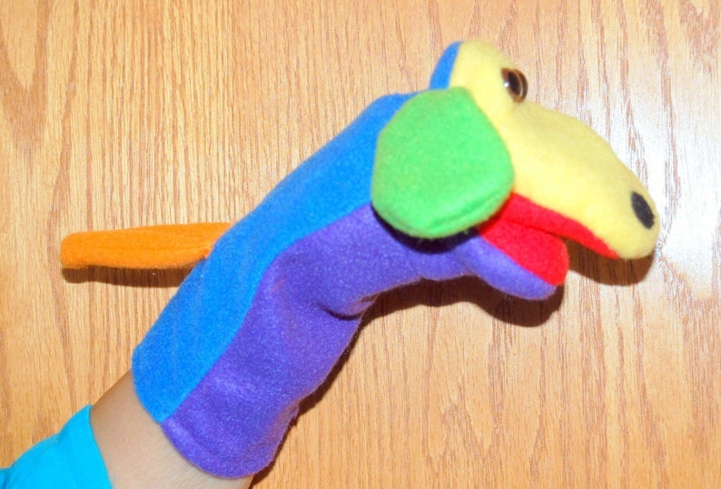 Many Bright Colors Hand Puppet Plastic Eyes Movable Mouth Etsy