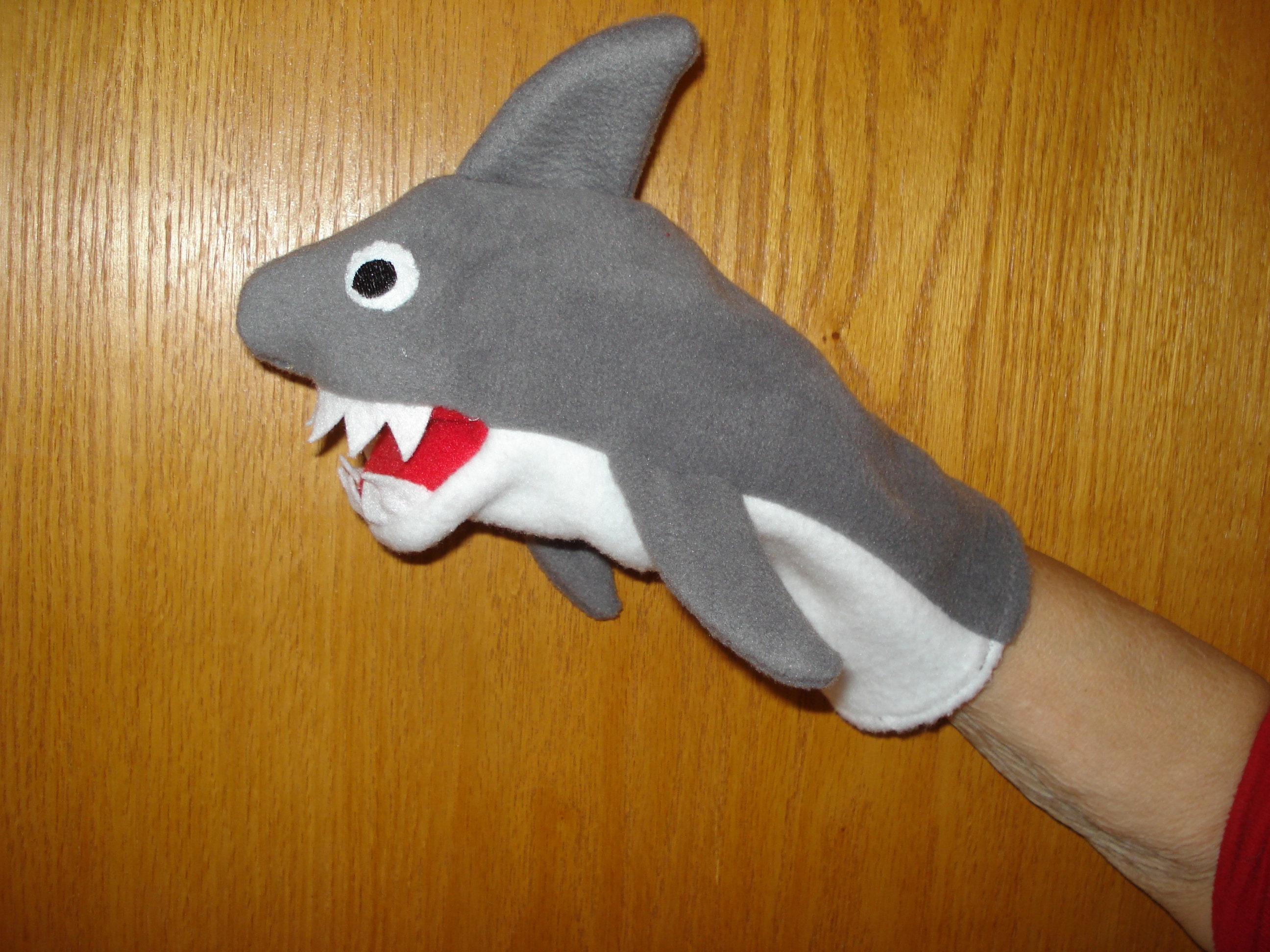 shark hand puppet blue  white visual aid vip kids interactive toy social skills 
