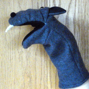 Big Bad Wolf Hand Puppet with movable mouth fangs nature puppets by margie pretend class room image 4