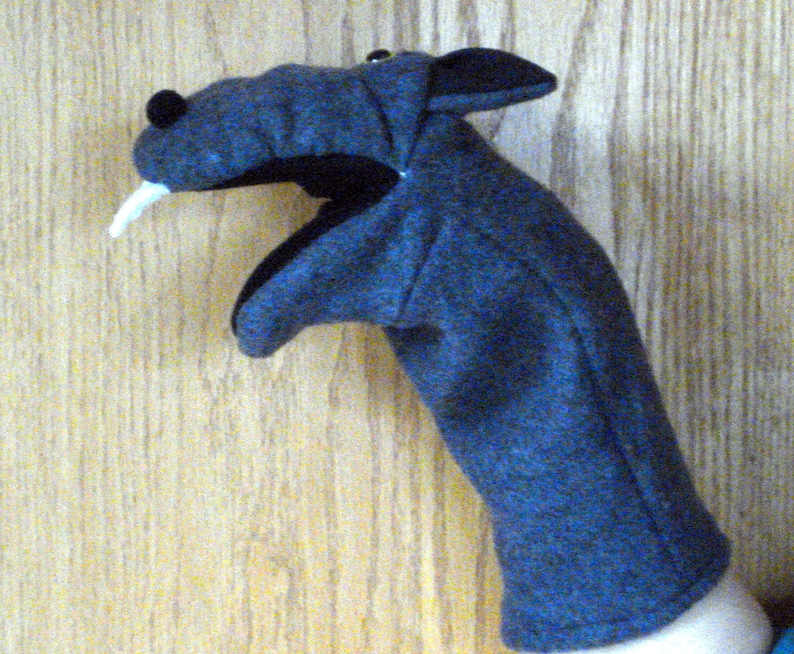 Big Bad Wolf Hand Puppet with movable mouth fangs nature puppets by margie pretend class room image 4