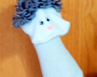 made in USA Grandmother sock puppet hand made