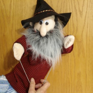 Hill Billy hand puppet man movable mouth 2 arm rods made in the USA