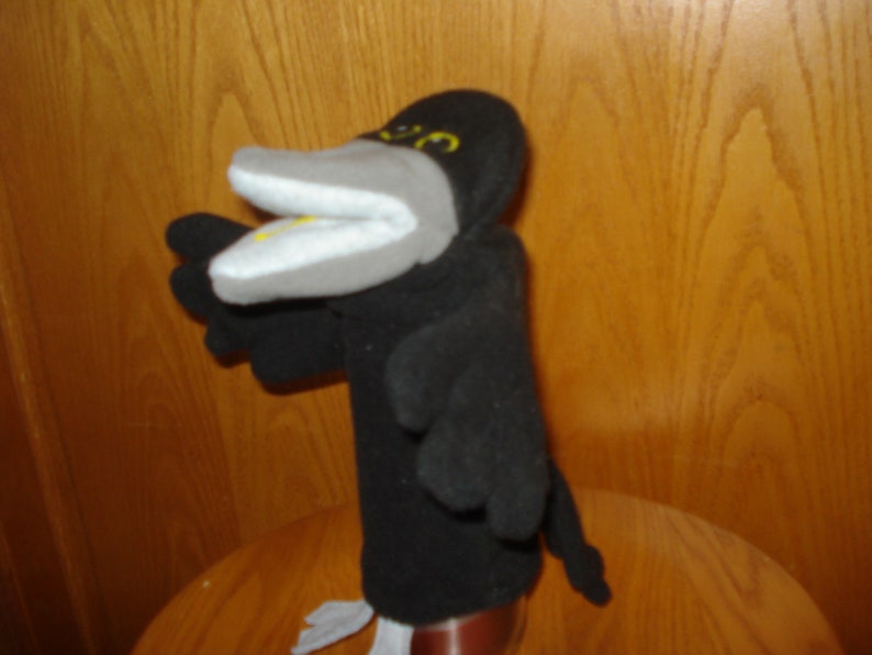 Black Bird Raven hand made puppet felt eyes movable mouth image 5