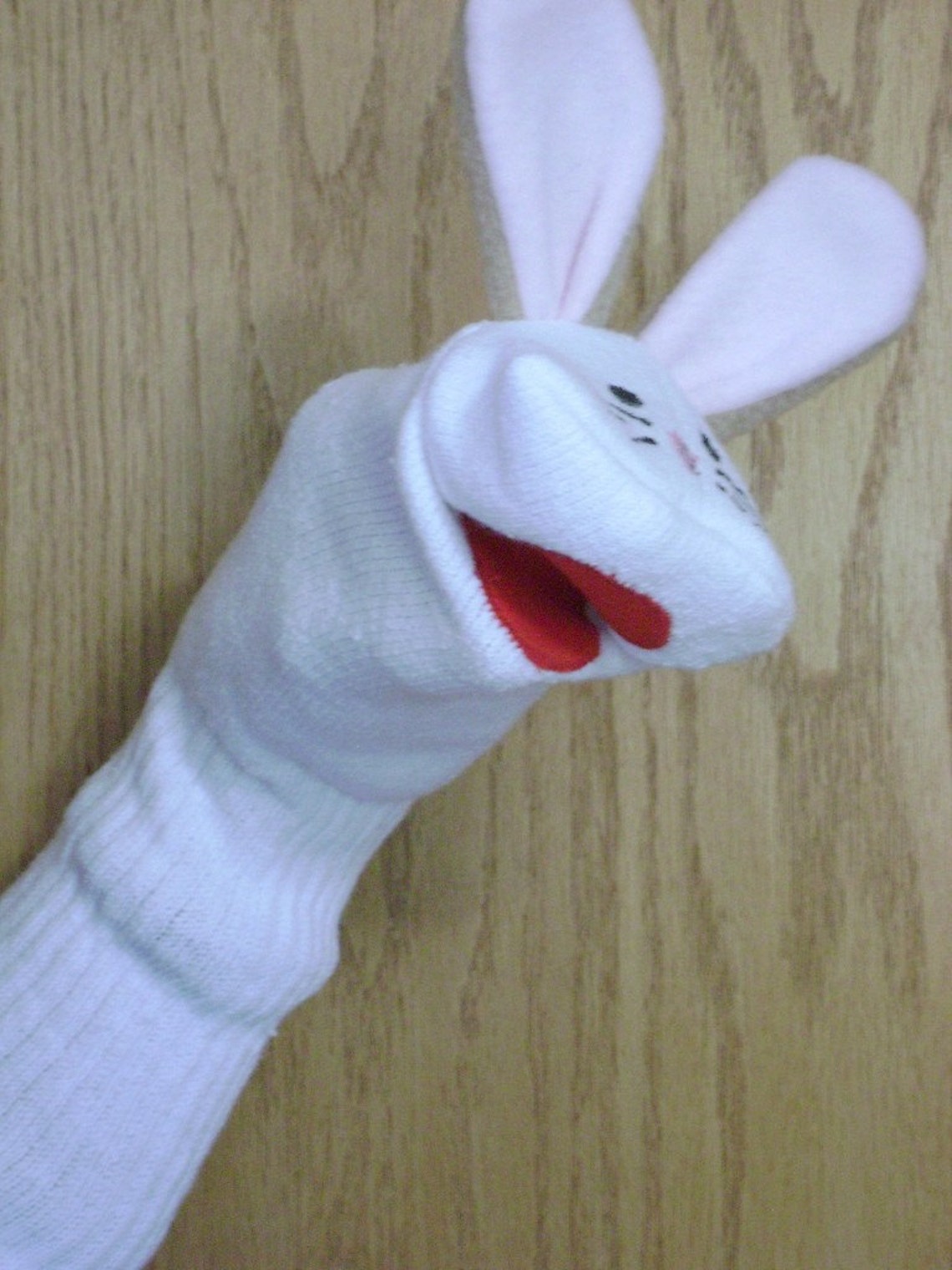 Rabbit Bunny Sock Puppet Puppets by Margie Appliqued Red Mouth - Etsy