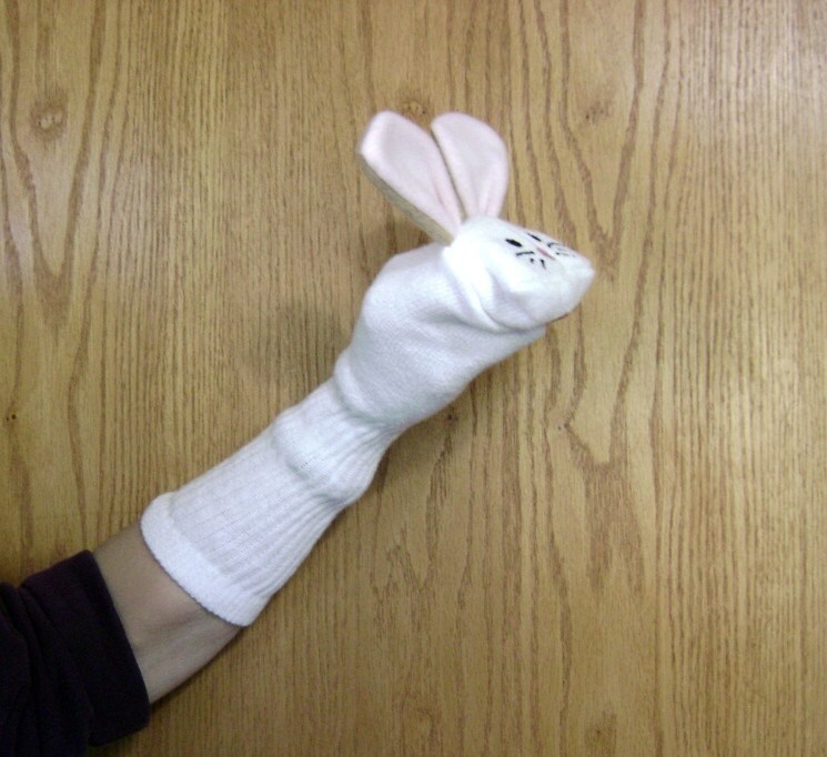 Rabbit Bunny Sock Puppet puppets by margie appliqued red mouth Etsy