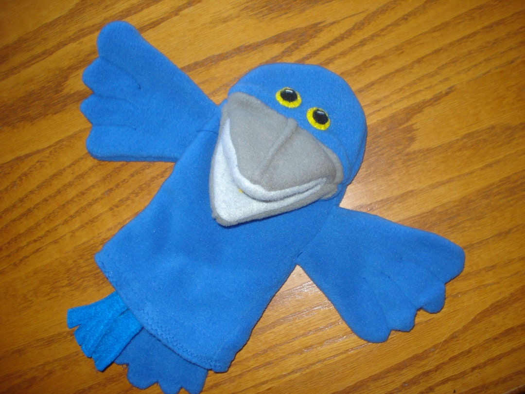 Blue Bird Hand Puppet Movable Mouth Etsy