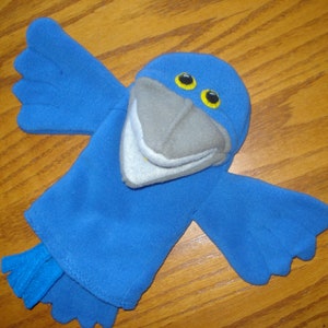 Blue Bird Hand Puppet movable mouth