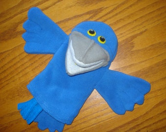 Blue Bird Hand Puppet movable mouth