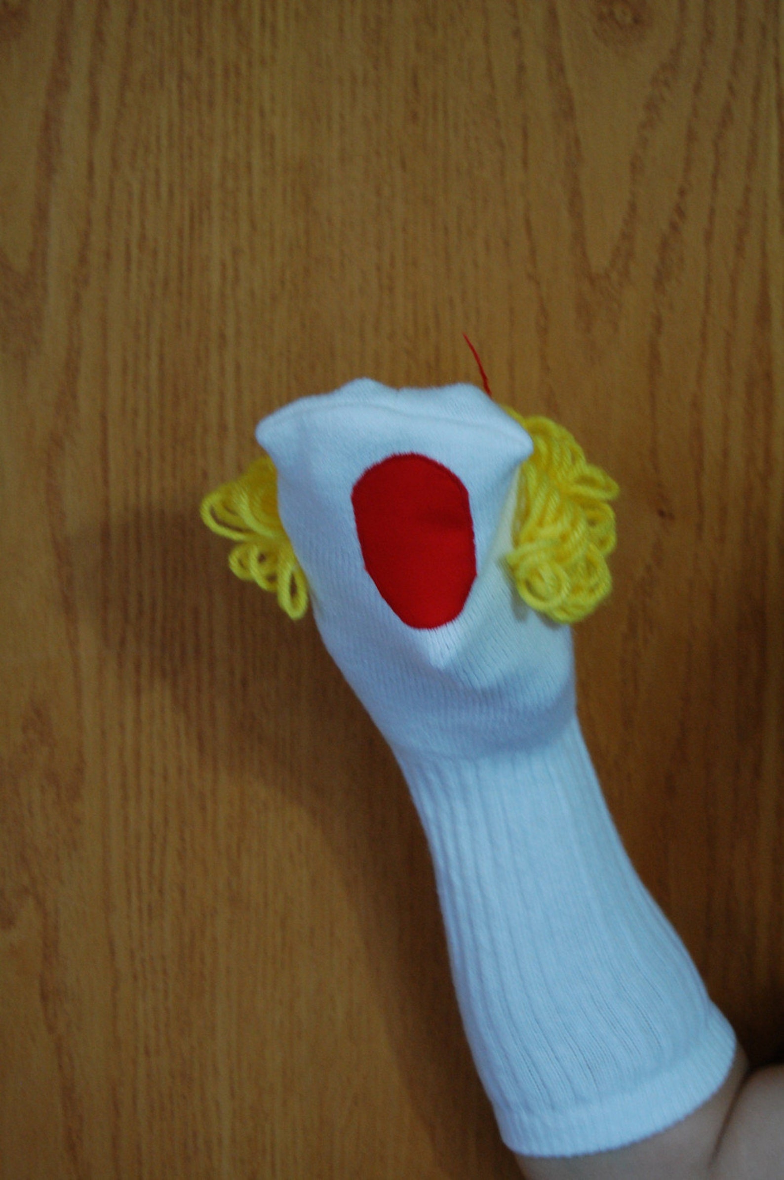 Girl Sock Puppet curly blond yarn hair from Puppets by Margie Etsy