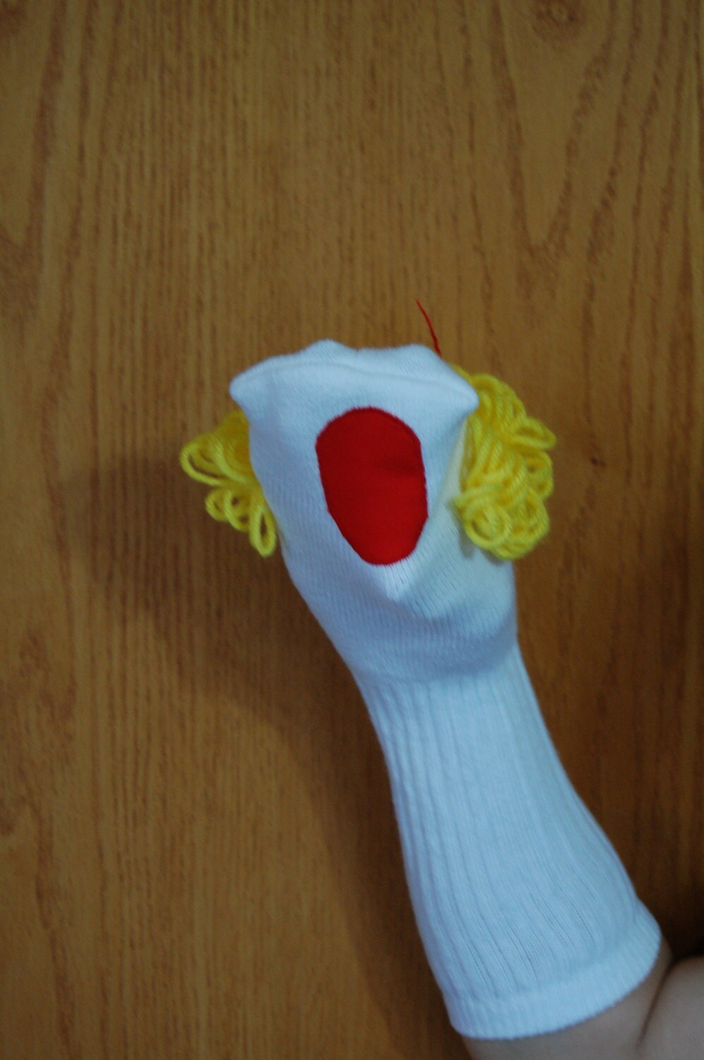 Girl Sock Puppet curly blond yarn hair from Puppets by Margie Etsy