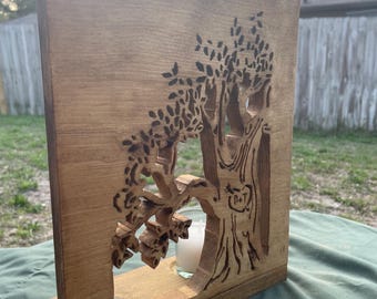 Custom Tree Silhouette With Initials.Personalized Art ,Weddings and Anniversary