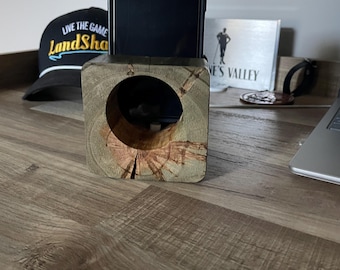 Rustic Echo-Handcrafted Wooden Phone Dock and Amplifier