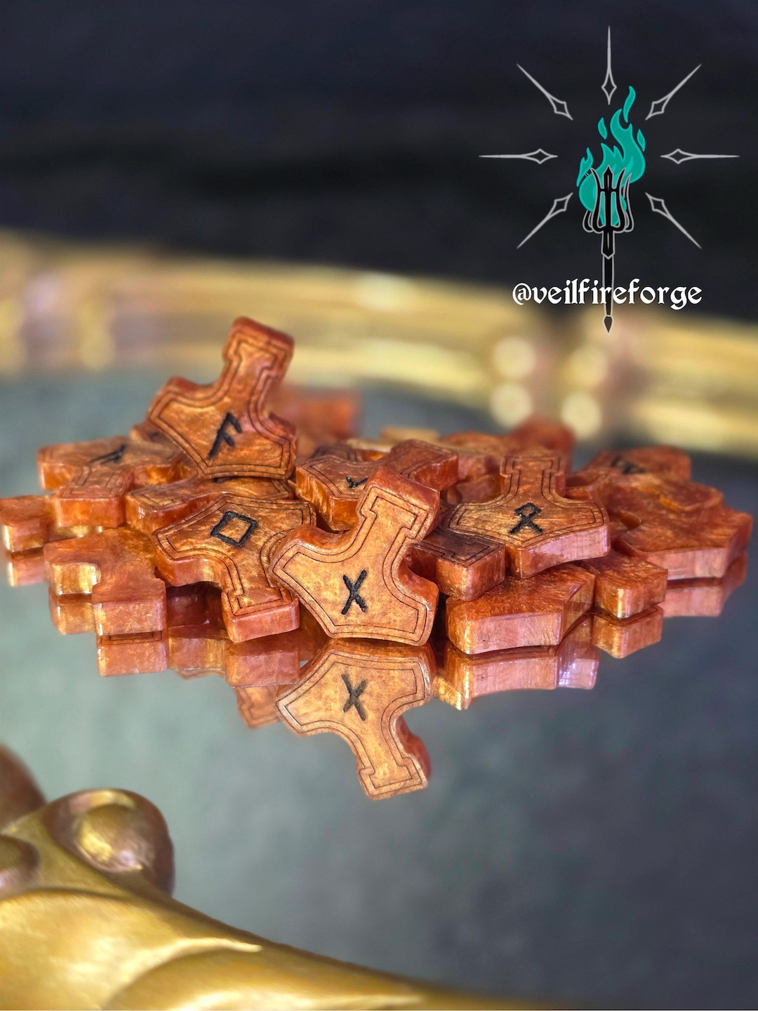 Handcrafted Copper Resin Mjolnir Runes – Elder Futhark, Norse Pagan ...