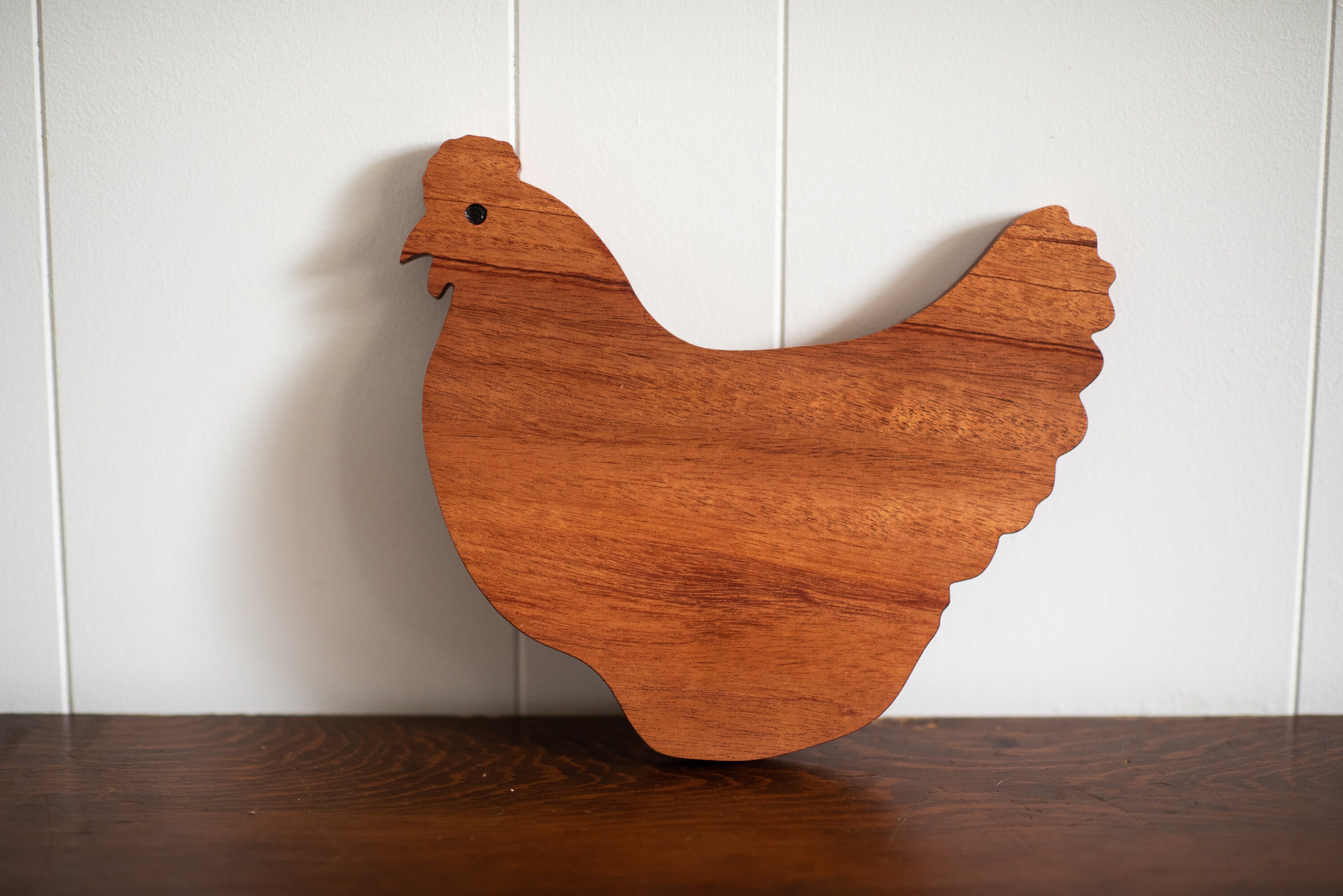 Chicken Shaped Mahogany Wood Cutting Board, Charcuterie Board