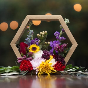 Wood Hexagon Frame, Geometric Wedding Table Decor, Terrarium Centerpiece, Hexagon Arch, Rustic, Barnyard, Wedding Decor, Geometric Shelf